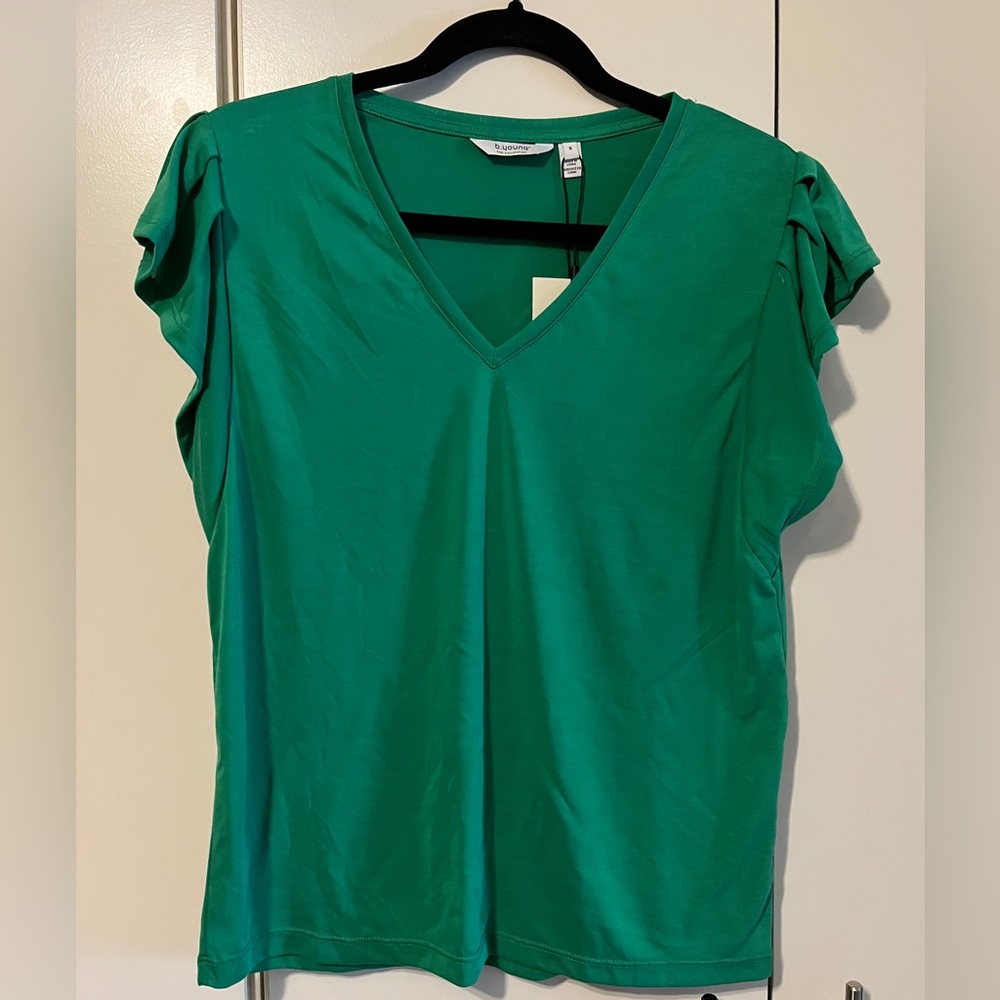 B.Young Green V-Neck Top size small